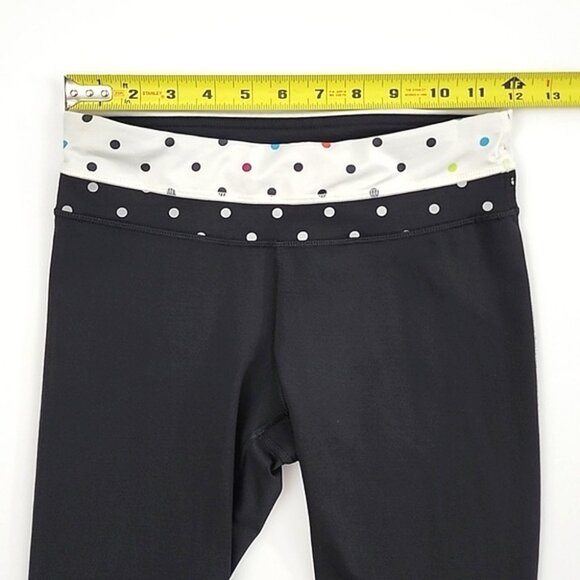 Lululemon Run Inspire Seawheeze 2012 Crop Black White Polka Dots Reflective Sz 4 - Picture 10 of 11